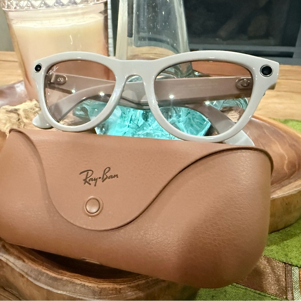 Ray-Ban White Sunglasses with Brown Case